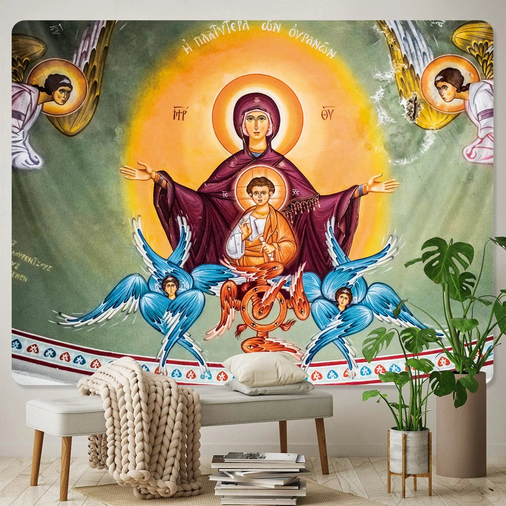 Tapeçaria Decorativa de Arte Sacra Estilo Afrescos Religiosos