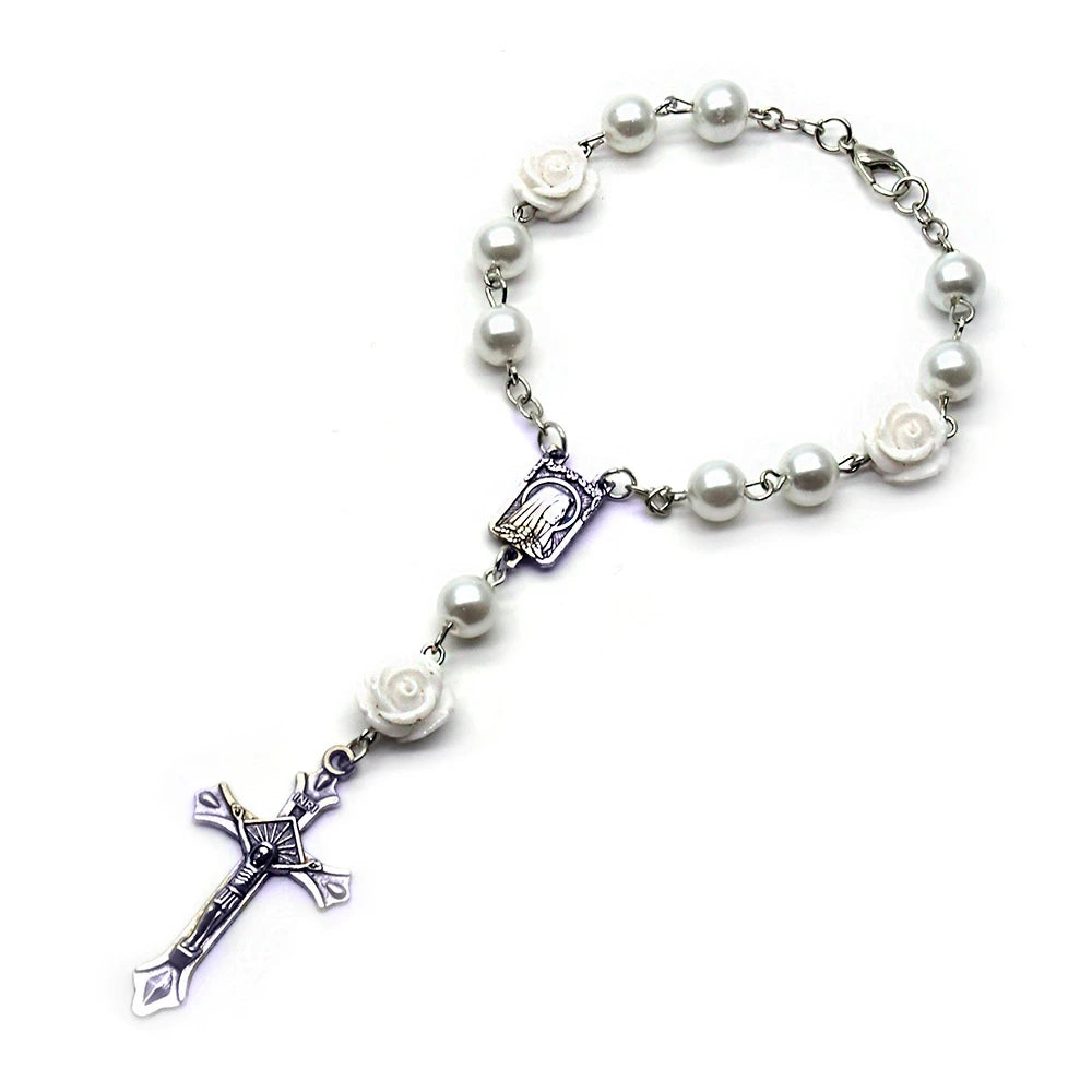 Pulseira Dezena com Pérolas de Vidro e Resina