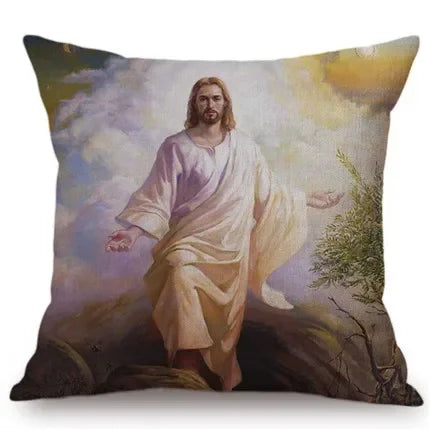 Jesus Cristo Retrato Almofada, Algodão, Linho, Pintura a Óleo, Arte Cristã, Decoração Do Carro, Fronha Home