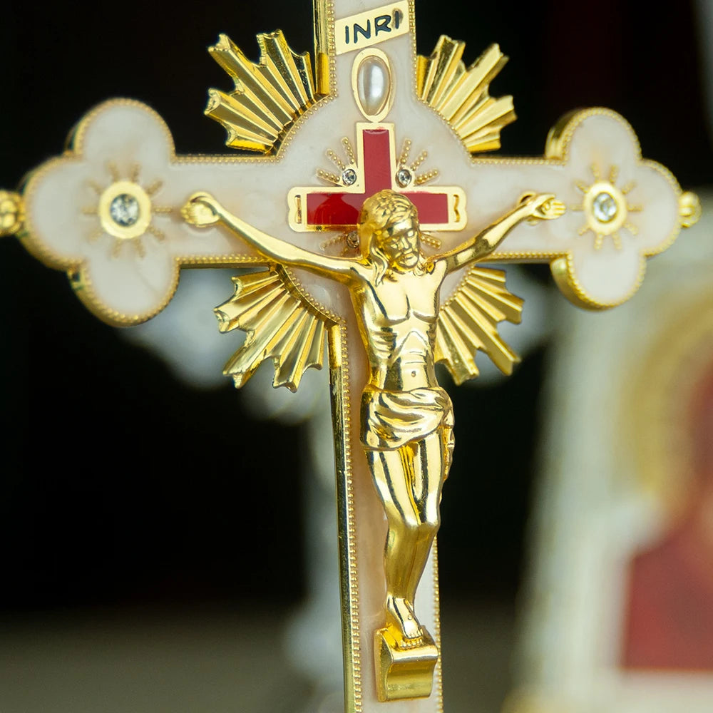 Crucifixo de Mesa com Base - Estilo Clássico