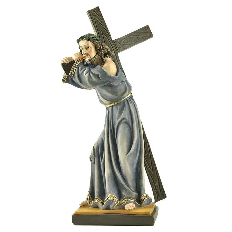 Imagem de Jesus Carregando a Cruz em Resina