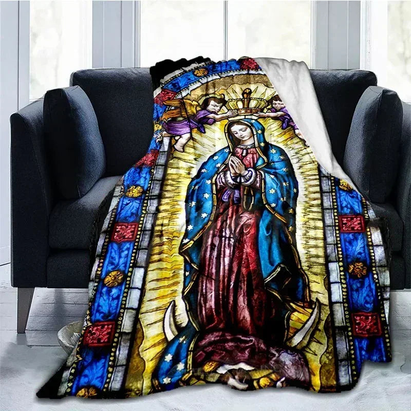 Cobertor Religioso Jesus Nossa Senhora e Sagrada Família - Conforto e Fé - 150x200 cm