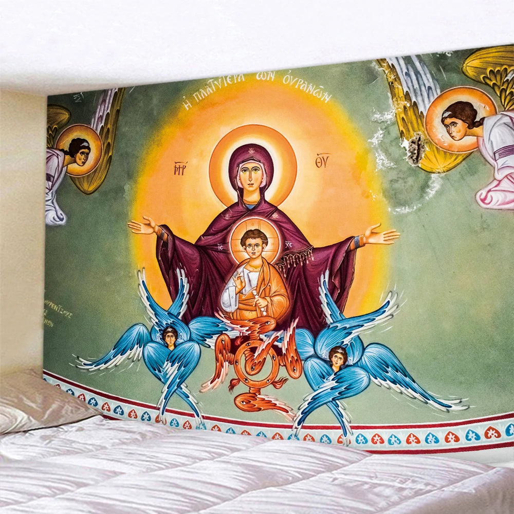 Tapeçaria Decorativa de Arte Sacra Estilo Afrescos Religiosos