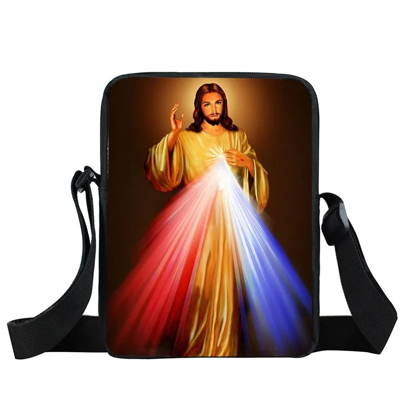 Bolsa Crossbody Cristã com Estampa Religiosa