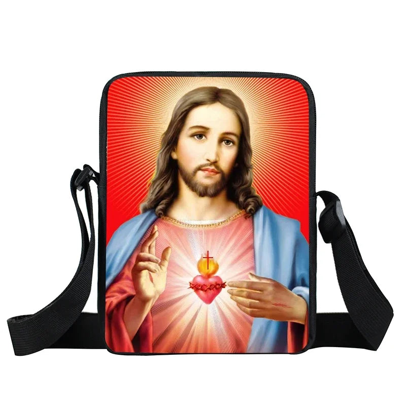 Bolsa Crossbody Cristã com Estampa Religiosa