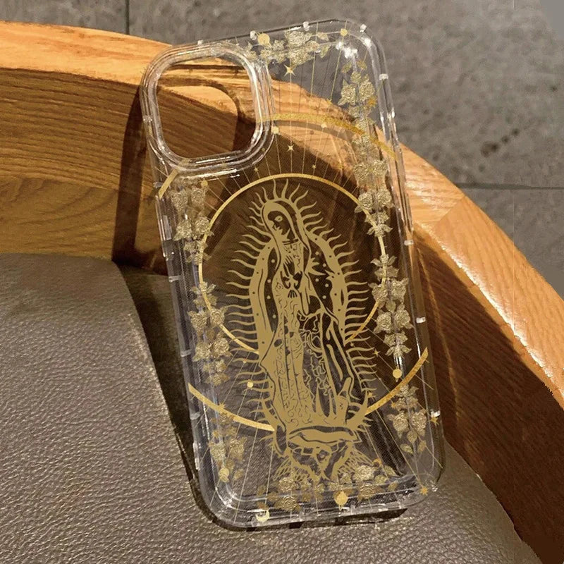 Capa de telefone padrão jesus e virgem maria para iphone 16 pro max capas iphone 15 14 13 11 12 pro 7 8 plus x xr capa tpu anti-queda