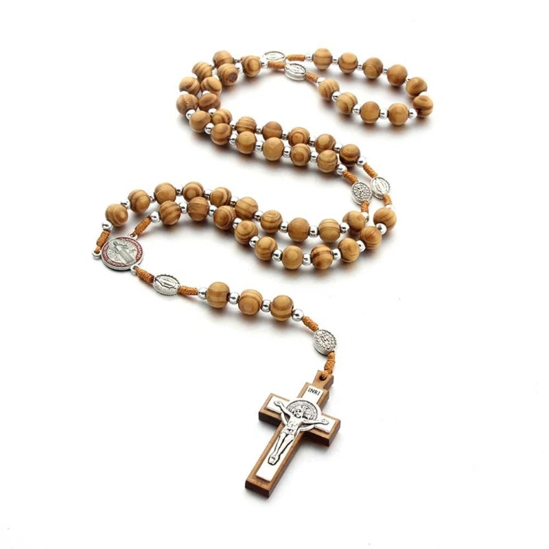 Terço de São Bento de Madeira 56cm com Crucifixo