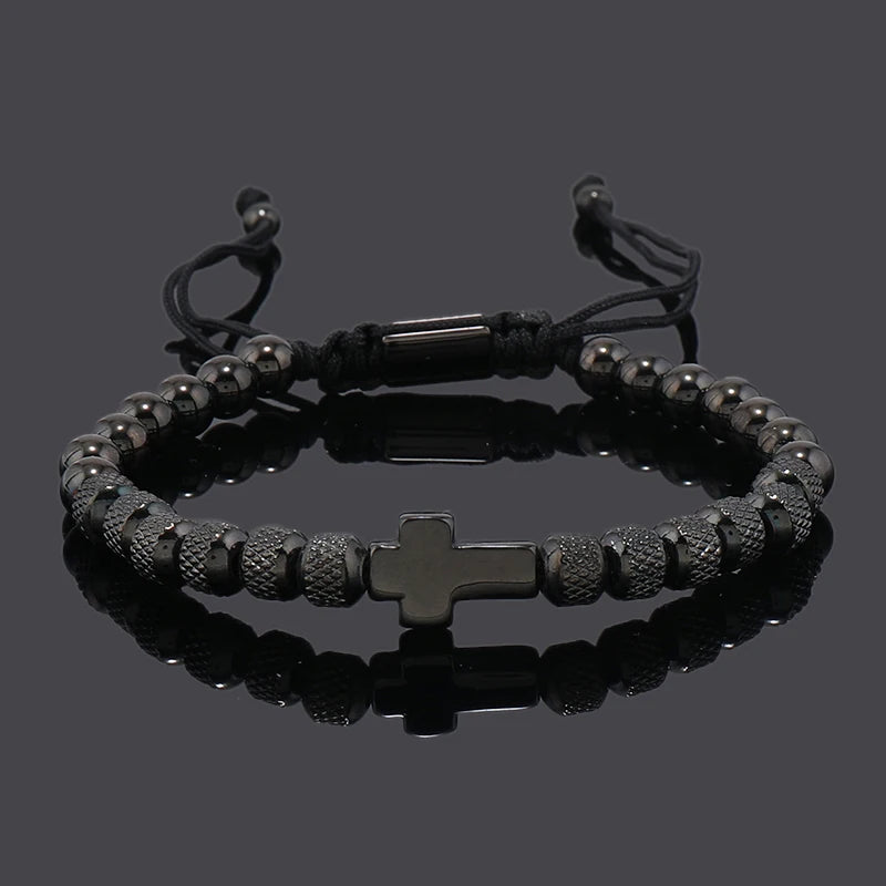 Pulseira Masculina Cruz de Aço Inoxidável