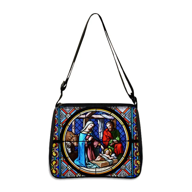Bolsa de Ombro Religiosa Vintage - Jesus e Santa Maria