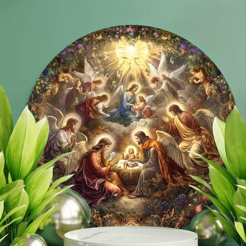 Placa Menino Jesus e Anjos - Decoração Elegante