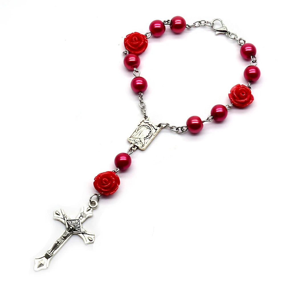 Pulseira Dezena com Pérolas de Vidro e Resina