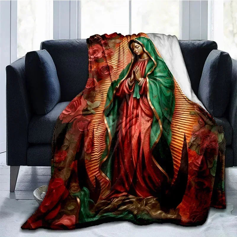 Cobertor Religioso Jesus Nossa Senhora e Sagrada Família - Conforto e Fé - 150x200 cm