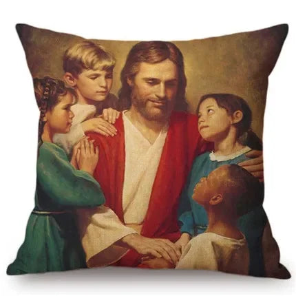 Jesus Cristo Retrato Almofada, Algodão, Linho, Pintura a Óleo, Arte Cristã, Decoração Do Carro, Fronha Home