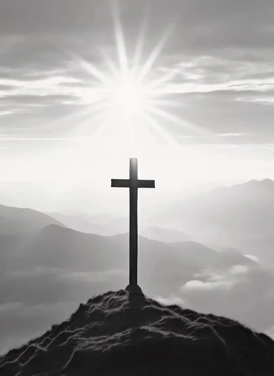 Preto e branco jesus fé cruz na colina cartaz impressão pintura em tela moderna religiosa arte da parede imagem para sala decoração casa