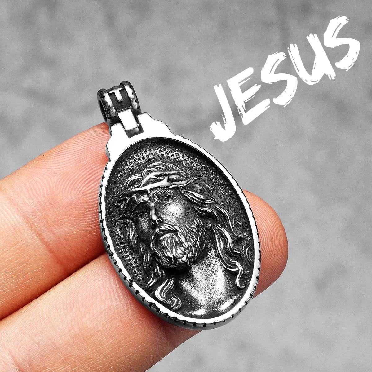 Colar Masculino Sagrado Coração de Jesus em Aço Inoxidável