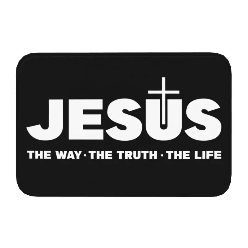 Capacho de Entrada Antiderrapante Personalizado, Tapetes de Entrada, Jesus O Caminho Juntos A Vida, Cruz Religiosa, Fé Cristã, Tapete de Varanda, Tapete