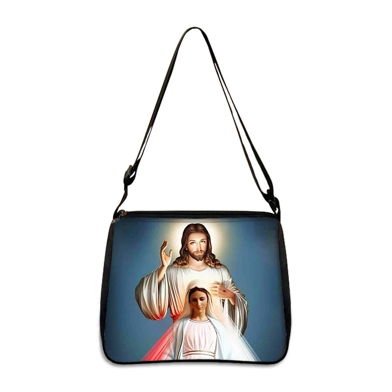 Bolsa de Ombro Religiosa Vintage - Jesus e Santa Maria