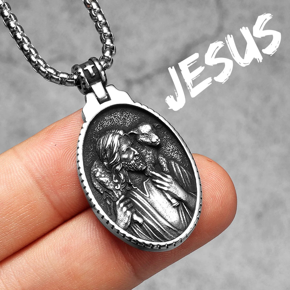 Colar Masculino Sagrado Coração de Jesus em Aço Inoxidável