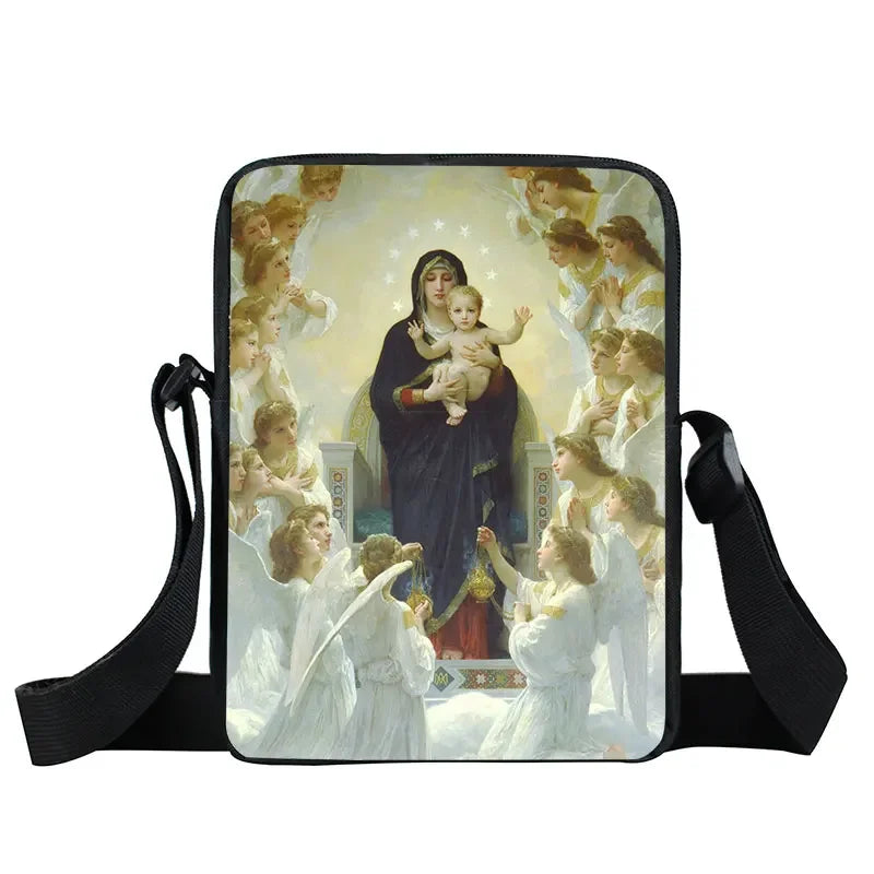 Bolsa Crossbody Cristã com Estampa Religiosa