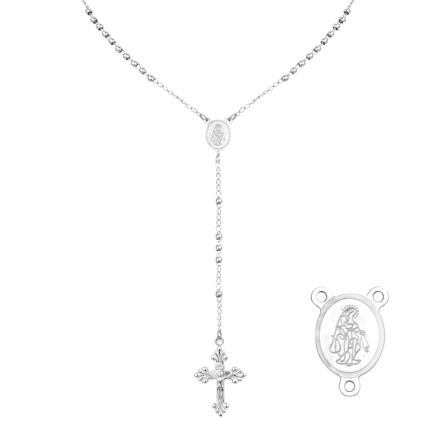 Colar Terço com Medalha Milagrosa de Aço Inoxidável