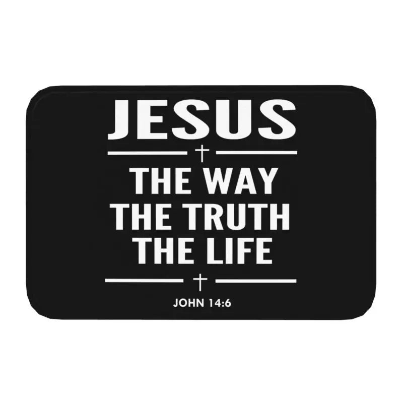Capacho de Entrada Antiderrapante Personalizado, Tapetes de Entrada, Jesus O Caminho Juntos A Vida, Cruz Religiosa, Fé Cristã, Tapete de Varanda, Tapete