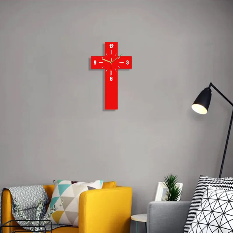 Relógio de Parede Cruz Decorativa - Elegante e Silencioso