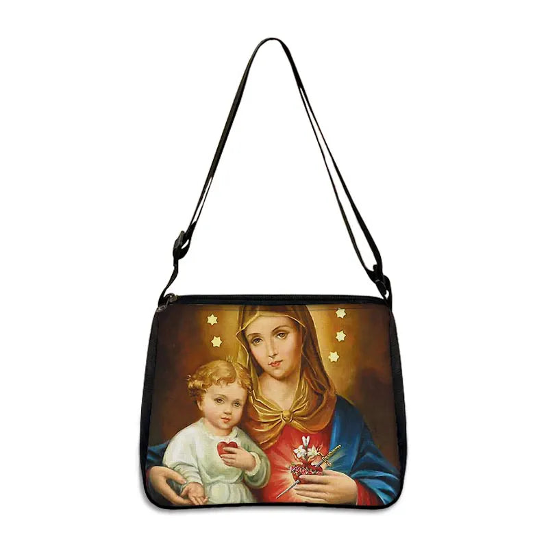 Bolsa de Ombro Religiosa Vintage - Jesus e Santa Maria