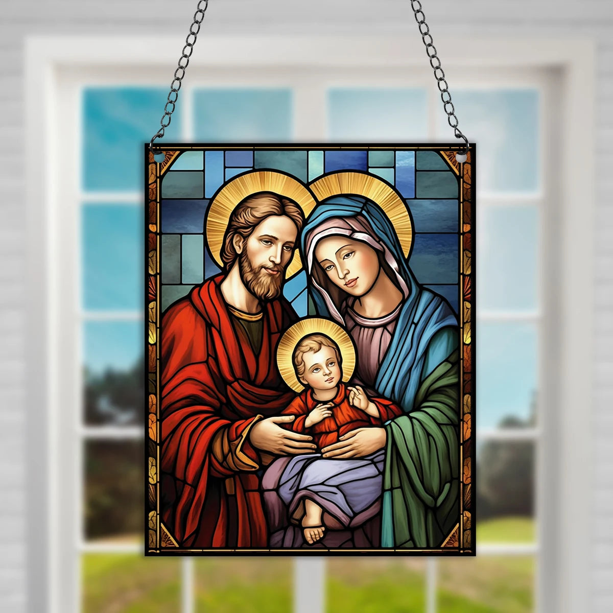 Placa Decorativa Acrílica Estilo Vitral - Arte Religiosa Católica