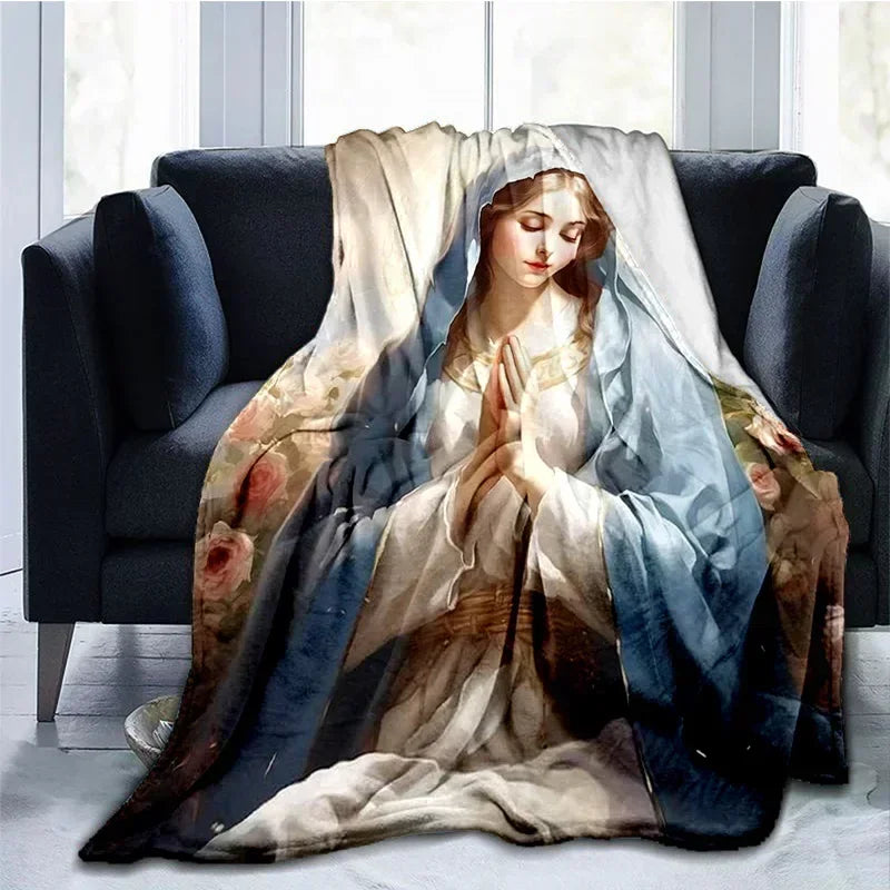 Cobertor Religioso Jesus Nossa Senhora e Sagrada Família - Conforto e Fé - 150x200 cm