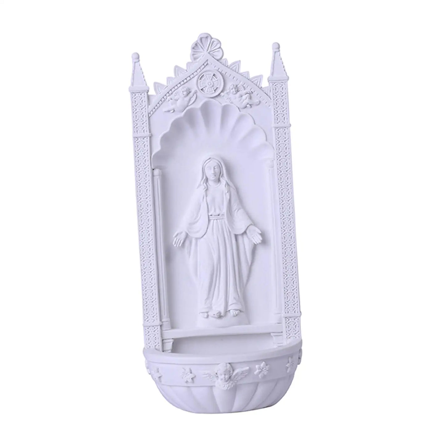 Pia Porta Água Benta de Resina da Virgem Maria