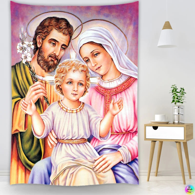 Tapeçaria Decorativa Sagrada Família - Arte Católica