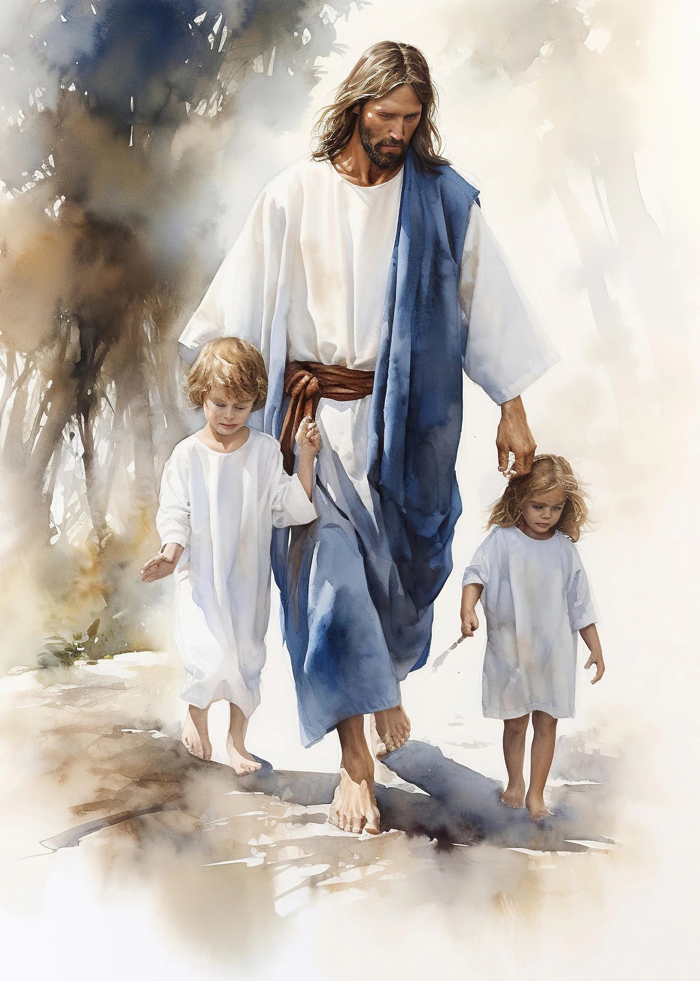 Pintura em Tela de Jesus Andando na Água