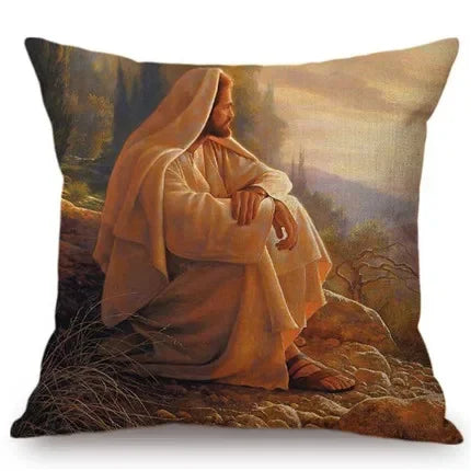 Jesus Cristo Retrato Almofada, Algodão, Linho, Pintura a Óleo, Arte Cristã, Decoração Do Carro, Fronha Home