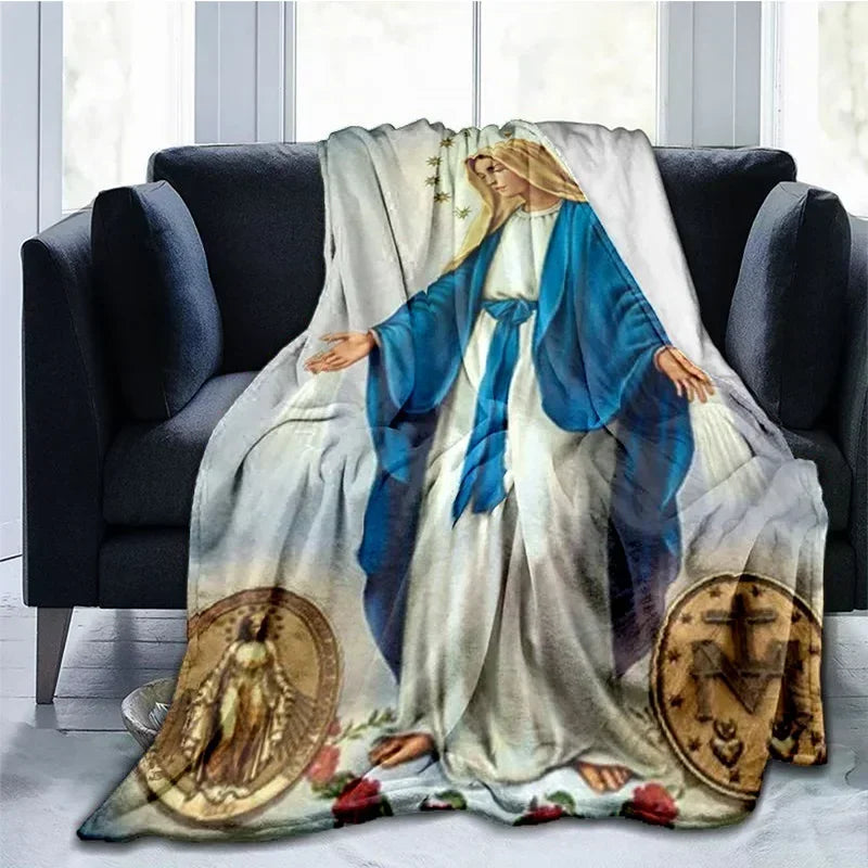 Cobertor Religioso Jesus Nossa Senhora e Sagrada Família - Conforto e Fé - 150x200 cm
