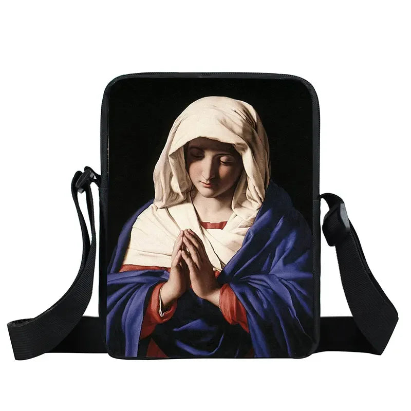 Bolsa Crossbody Cristã com Estampa Religiosa