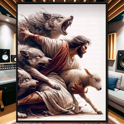 Pintura em Lona Jesus Nos Proteja - Decoração Católica