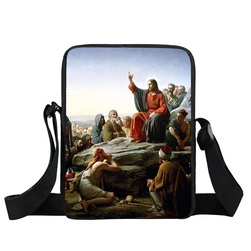 Bolsa Crossbody Cristã com Estampa Religiosa
