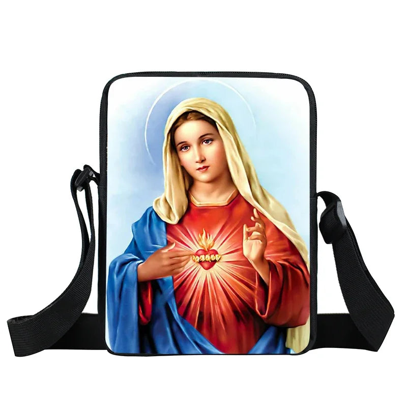 Bolsa Crossbody Cristã com Estampa Religiosa