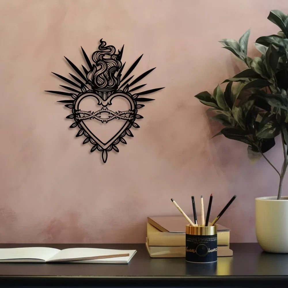 Decoração de Parede Sagrado Coração de Maria em Metal