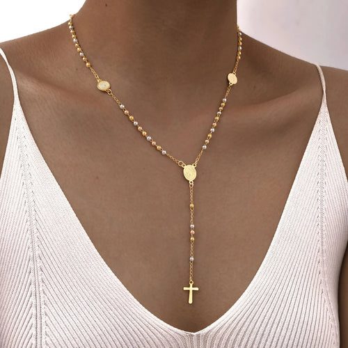 Colar Terço de Nossa Senhora de Guadalupe com Pingente de Cruz