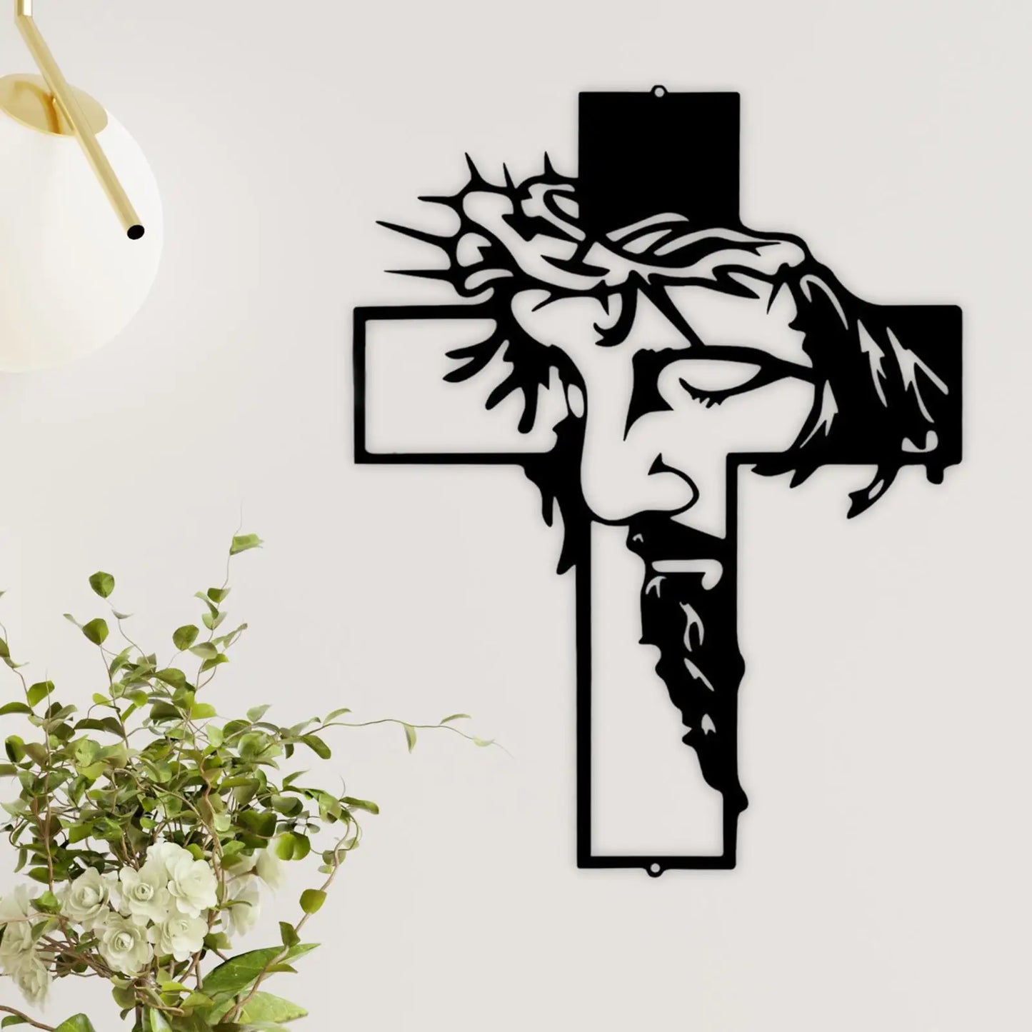 Cruz de Parede com Escultura de Jesus - Decoração Religiosa