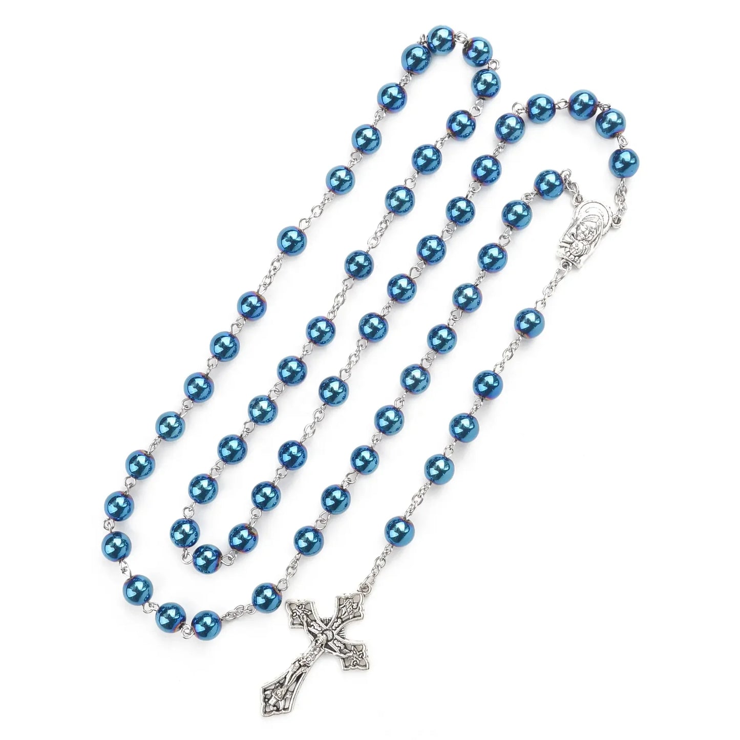 Terço de Hematita Azul de Nossa Senhora do Bom Conselho