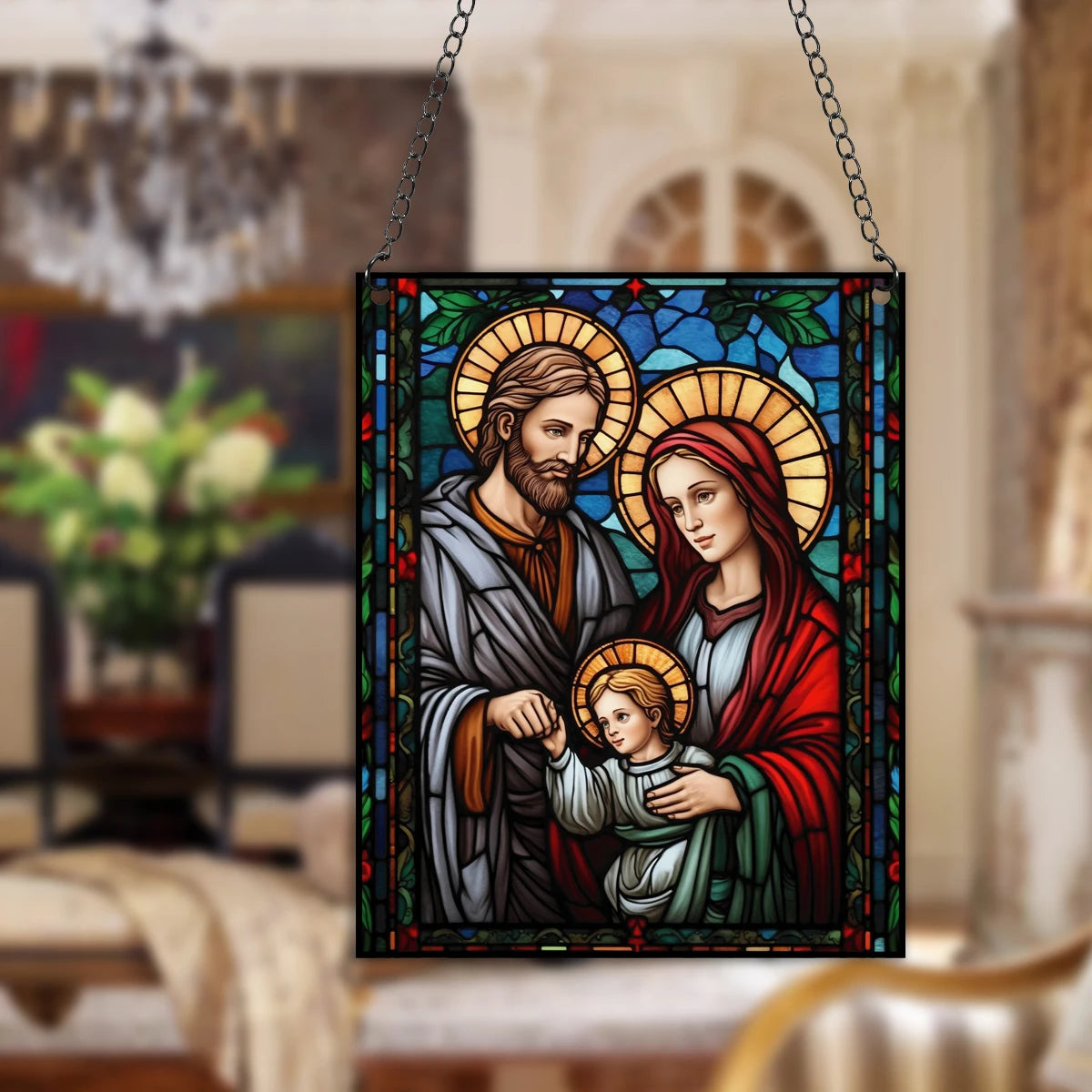 Placa Decorativa Acrílica Estilo Vitral - Arte Religiosa Católica
