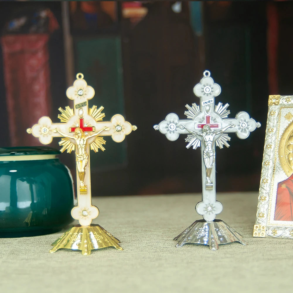 Crucifixo de Mesa com Base - Estilo Clássico