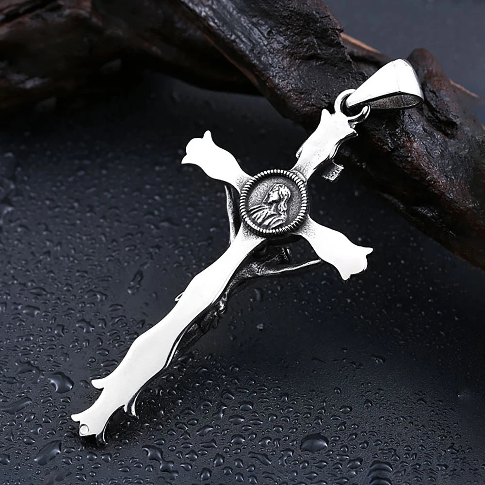 Colar Masculino Crucifixo Inri Aço Inoxidável