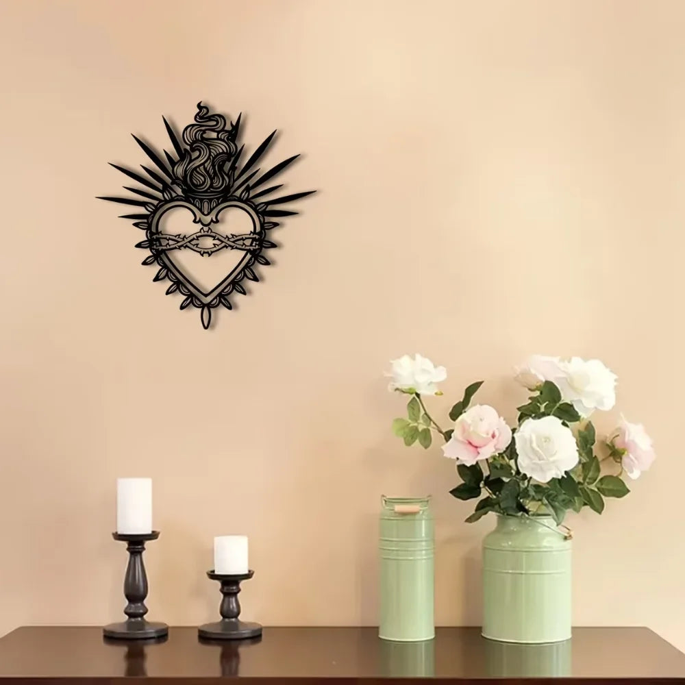 Decoração de Parede Sagrado Coração de Maria em Metal