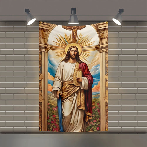 Bandeiras impressas em poliéster para decoração doméstica, Virgem Maria, Nossa Senhora de Guadalupe, Bandeira de Jesus, Auto 3x5 ft, apto para quarto, garagem, família, Alexa, 3x5 ft