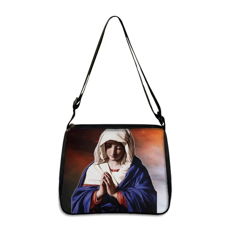 Bolsa de Ombro Religiosa Vintage - Jesus e Santa Maria