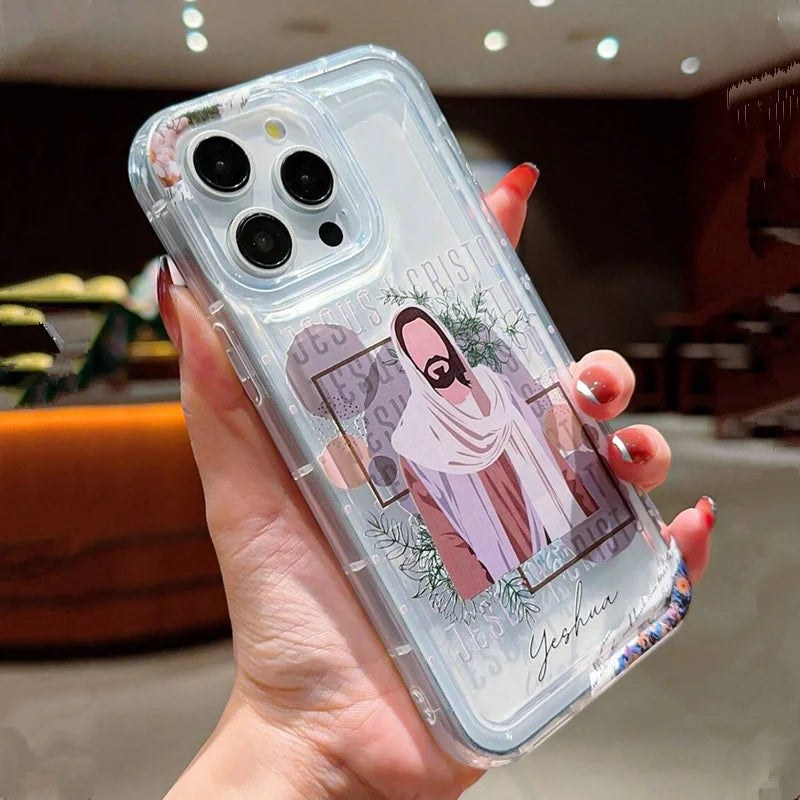 Capa de telefone padrão jesus e virgem maria para iphone 16 pro max capas iphone 15 14 13 11 12 pro 7 8 plus x xr capa tpu anti-queda