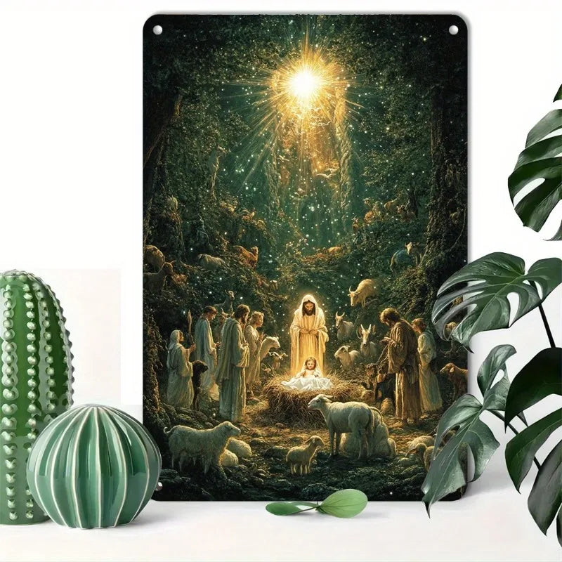 Sinais de lata da família sagrada, sinais de metal retrô, dia das bruxas, natal, decoração de parede, placa, presente, pôster, placa de parede, 7.9x11.8"